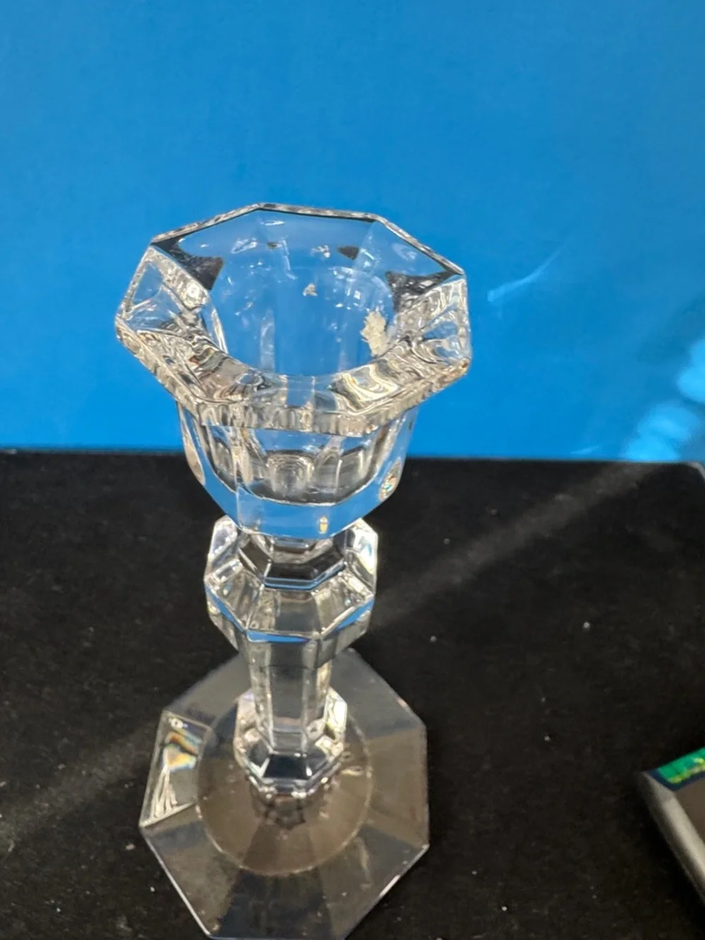 Vintage Val St. Lambert Gardenia style crystal candlestick